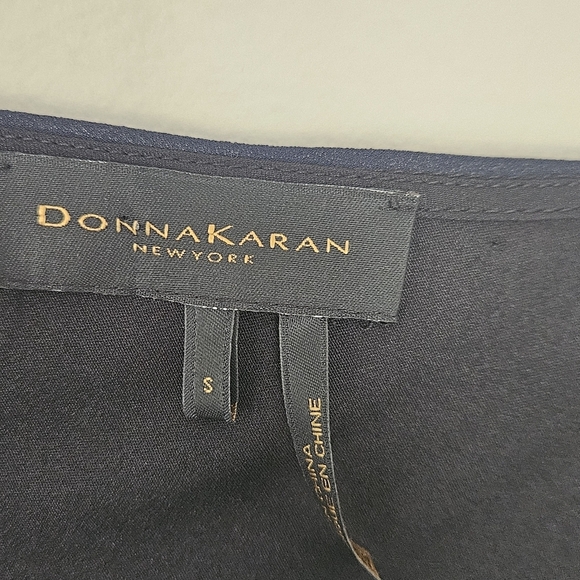 Donna Karan New York Blue Black Mother Of The Bride Draped Top Size S - Picture 7 of 10